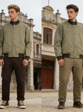 OKONKWO Tanker Jacket狂怒坦克服阿美咔叽纯色坦克夹克立领外套
