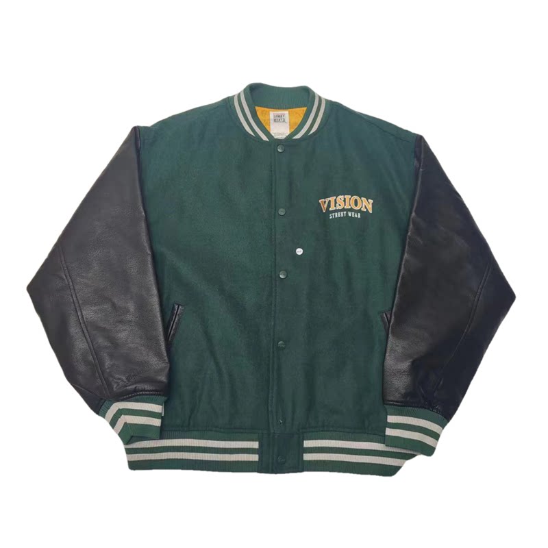 日线 滑板嘻哈hiphop街头 羊毛呢 pu皮 重工刺绣 夹棉 棒球服