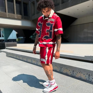 工装 经典 万针刺绣 美版 短裤 美式 衬衫 嘻哈街头hiphop滑板说唱