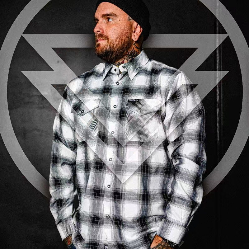 美版 西海岸街头hiphop奇卡诺 美式经典 嘻哈 硬核摇滚 机车 衬衫