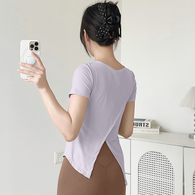 半袖T恤罩衫夏季薄款运动健身短袖速干衣女瑜伽服跑步训练上衣T恤