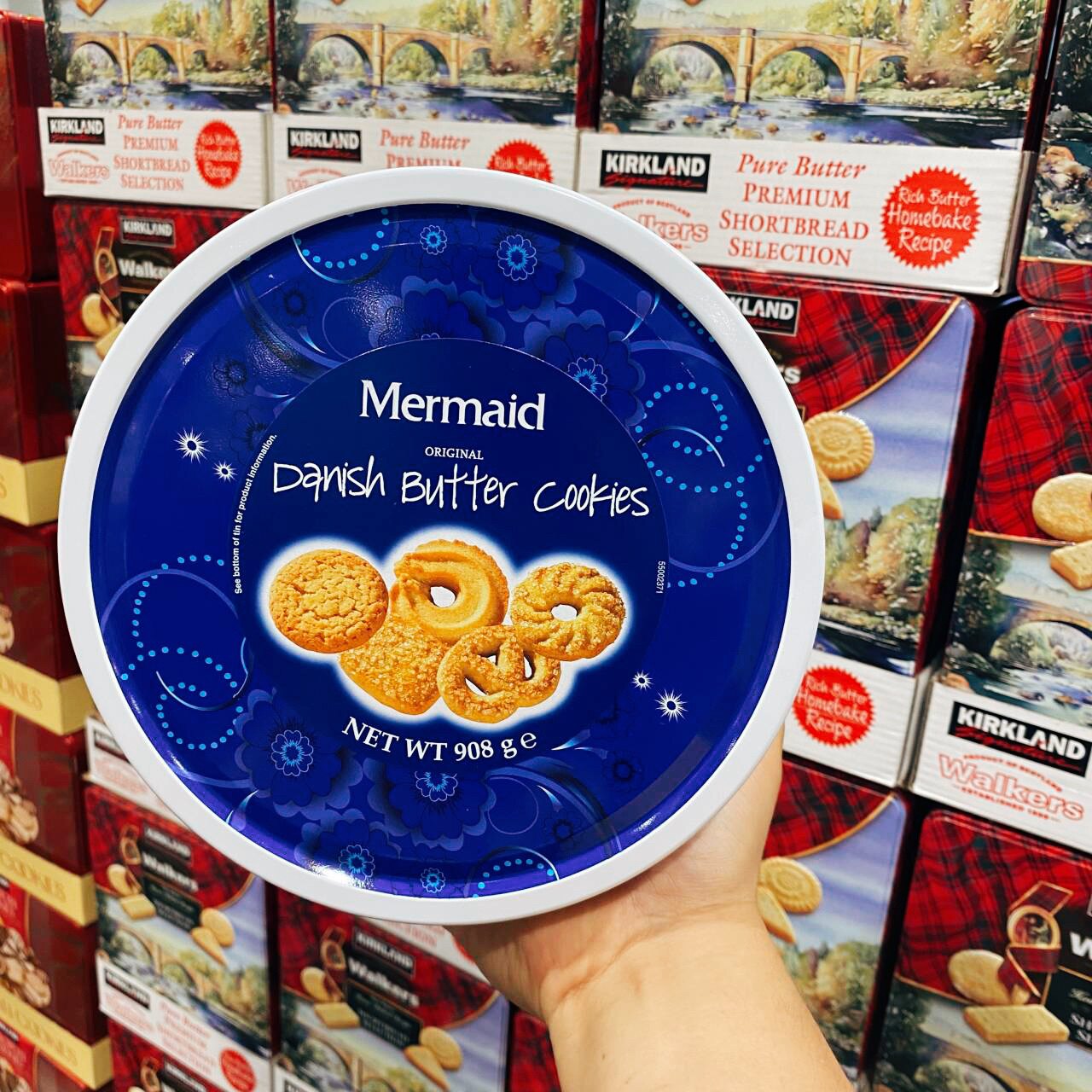 开市客代购丹麦进口黄油曲奇饼干礼盒908克蓝罐铁盒休闲零食点心