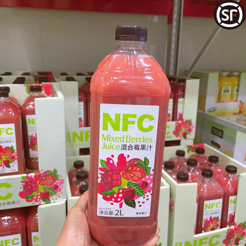 NFC混合草莓树莓果汁2L大瓶莓果