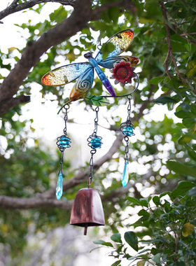 户外庭院风铃铁艺手工挂饰治愈系多巴胺铃铛挂件花园装饰摆件门挂