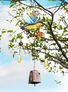 户外庭院花园风铃挂饰门铃挂件多巴胺铃铛挂饰手工铁艺摆件装饰