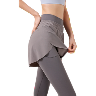 neverme假两件瑜伽裤女高腰提臀紧身运动裤防走光跑步健身裤夏季