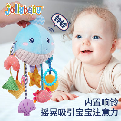 jollybaby婴幼儿车床挂件安抚宝宝触感抬头训练带牙胶抽抽乐玩具