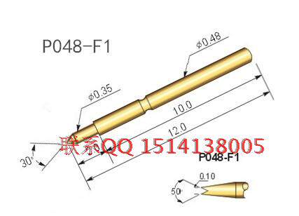 华荣探针P048-F 针身直径0.48/总长12MM 铜质 小四爪头（30F)