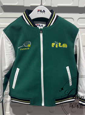 FILA斐乐童装26年春款男小童网球系列加绒针织长袖外套K11B613503