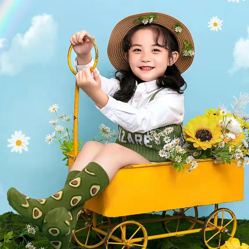 小女孩春款牛油果主题4-6服装写真拍照儿童影楼摄影服饰艺术照衣