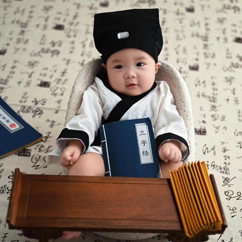 满月书生新款复古宝宝毛笔道具