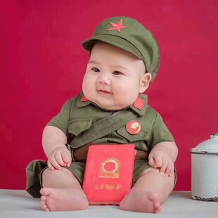 儿童摄影服装小军装主题百天周岁宝宝影楼拍摄拍照相服饰道具衣服