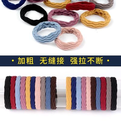 高弹力皮筋女扎无缝女黑加粗无接缝头绳女网红耐用发绳提花成人