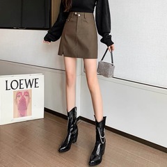 优韩一号2021年秋季新款包臀皮短裙韩版百搭修身通勤显腿长A字裙