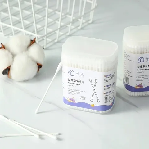 只200盒装一次性婴儿儿童棉签掏耳棉棒双头棉签纸轴超细