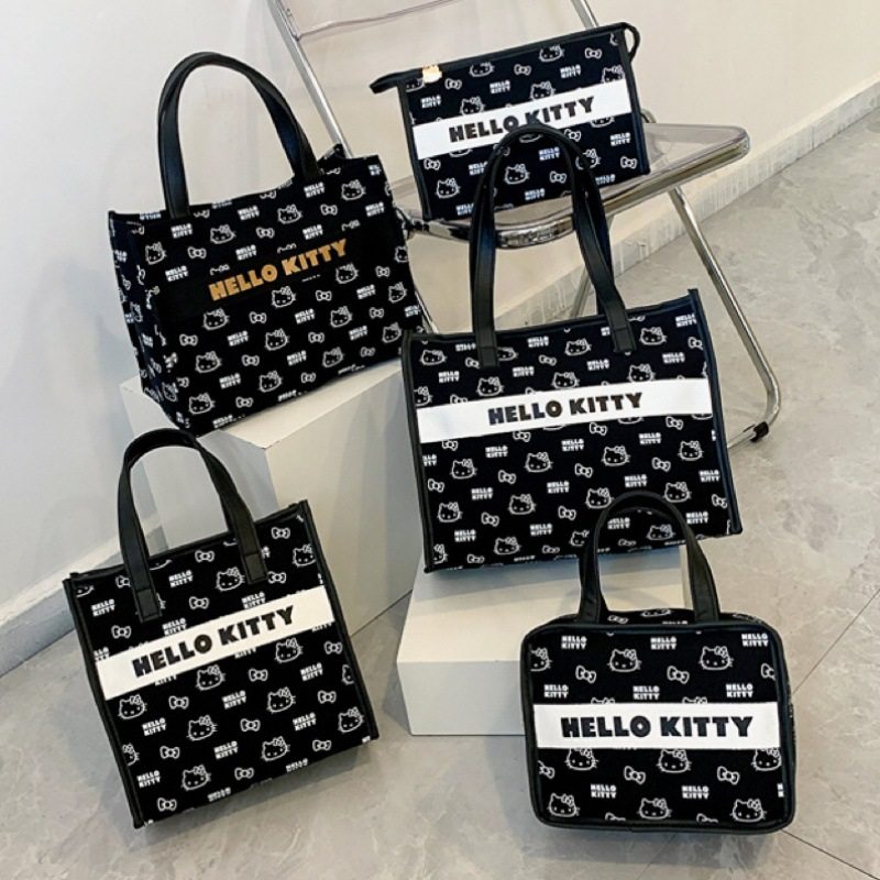 HelloKitty正版新款帆布手提洗漱包化妆包大容量托特包妈咪包女包_虎窝淘