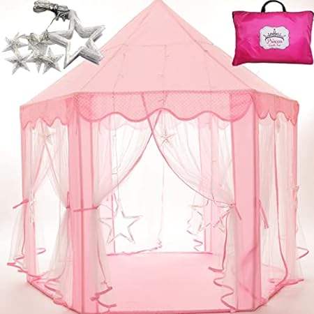 Princess Castle Tent with Large Star Lights String， Durab