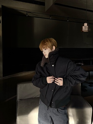 「1012H」美式复古廓形毛领外套男女宽松休闲夹克boxy版型棉服暖