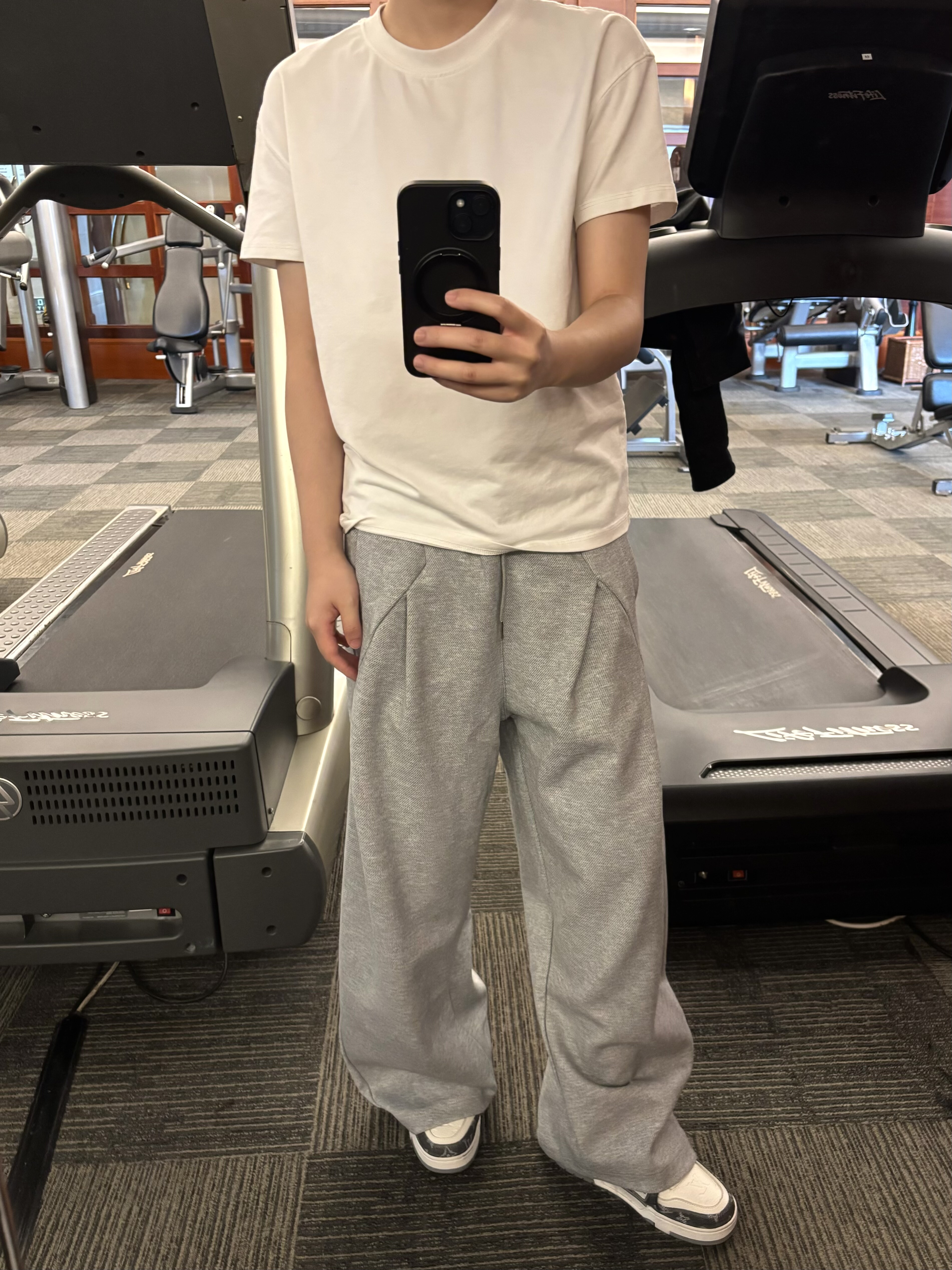 「1012H」美式复古结构设计风格灰色卫裤运动长宽松男女休闲百搭