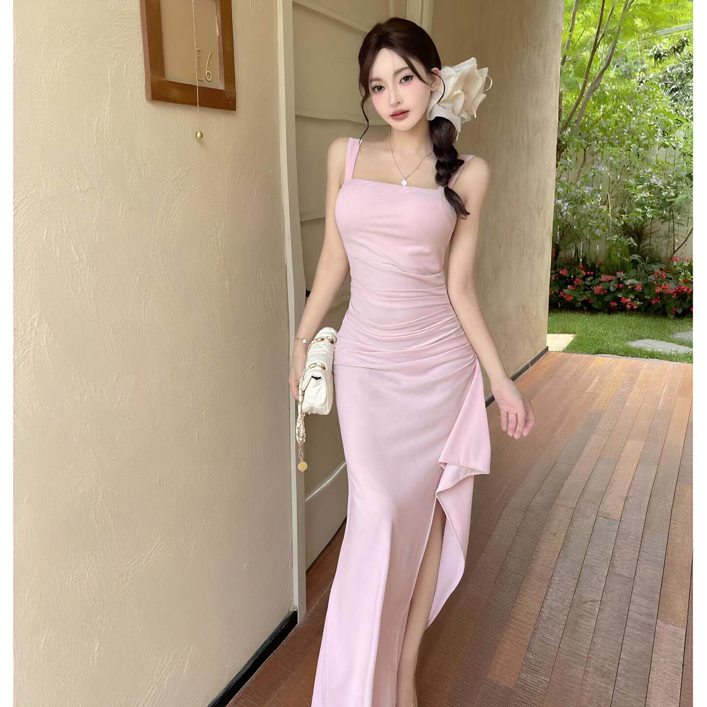 网红主播衣服纯欲性感背心连衣裙新款夜总会柔式足疗技师工作服女