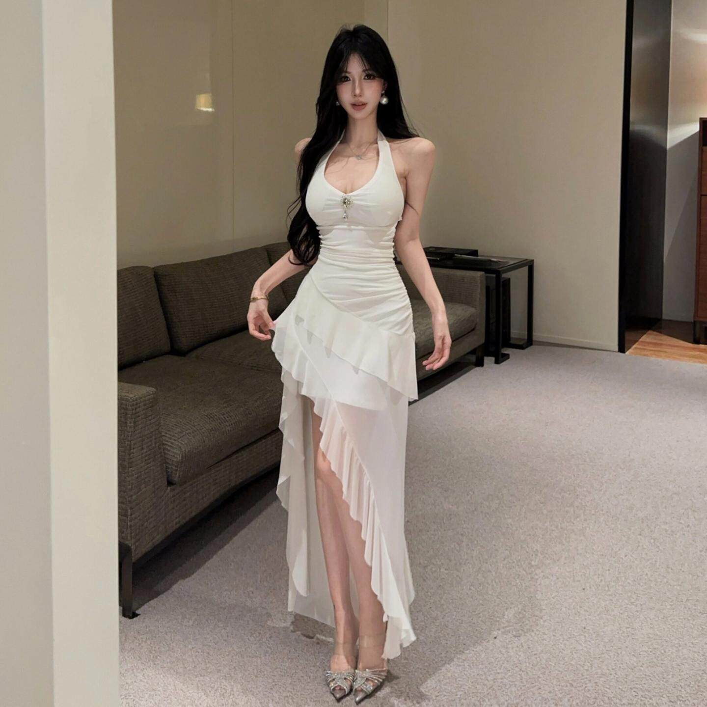 性感连衣裙女时尚夜场养生会所沐足桑拿洗浴技师工作服名媛礼服裙