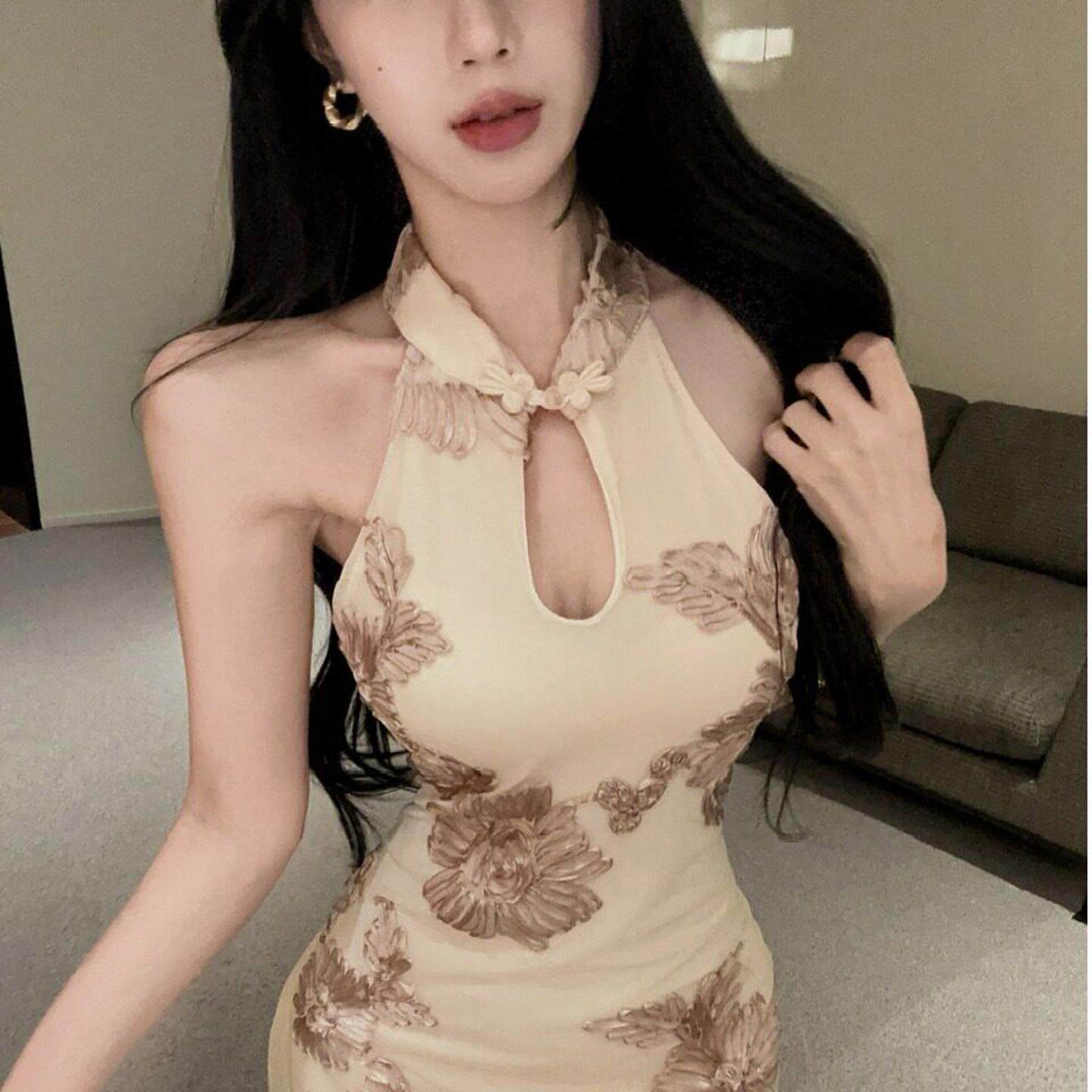 夜场新款女装足疗洗浴按摩技师工作服新中式改良旗袍连衣裙短裙子