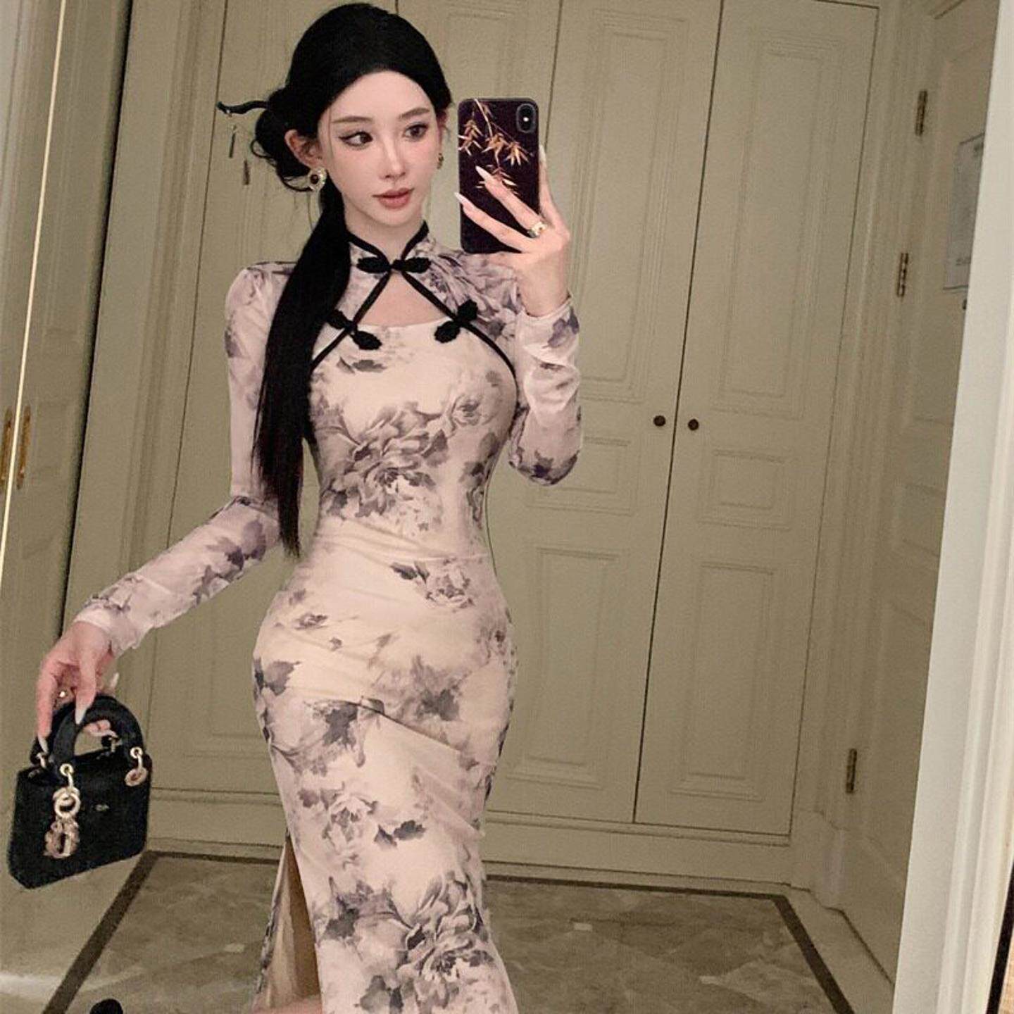 新中式改良旗袍裙秋季新款女装夜总会柔式足浴桑拿技师连衣裙工装
