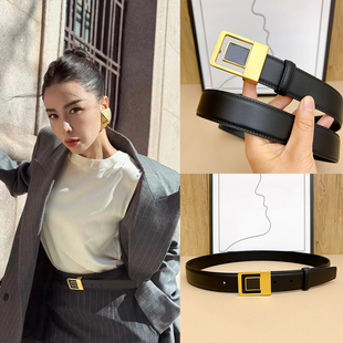 2026新款杨树林时尚百搭女士装饰配牛仔裤纯皮衬衫腰带女真皮皮带