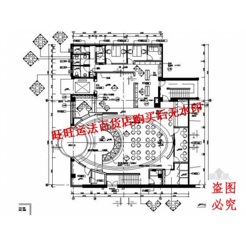 欢乐谷某局部办公空间室内施工cad图纸室内设计装修dwg图