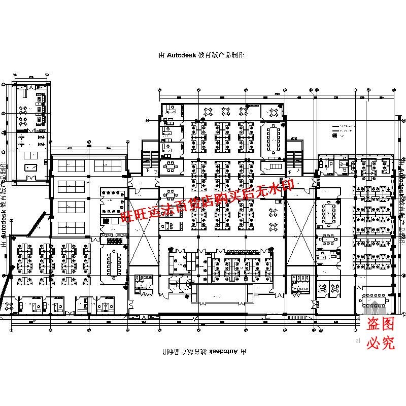 某电子公司办公空间施工cad图纸室内设计装修dwg图