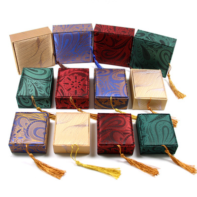 麻布流苏复古首饰盒珠宝包装