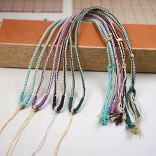 民族风情手搓棉线天珠挂绳横穿锁骨绳藏式编绳唐卡手工编织吊坠绳