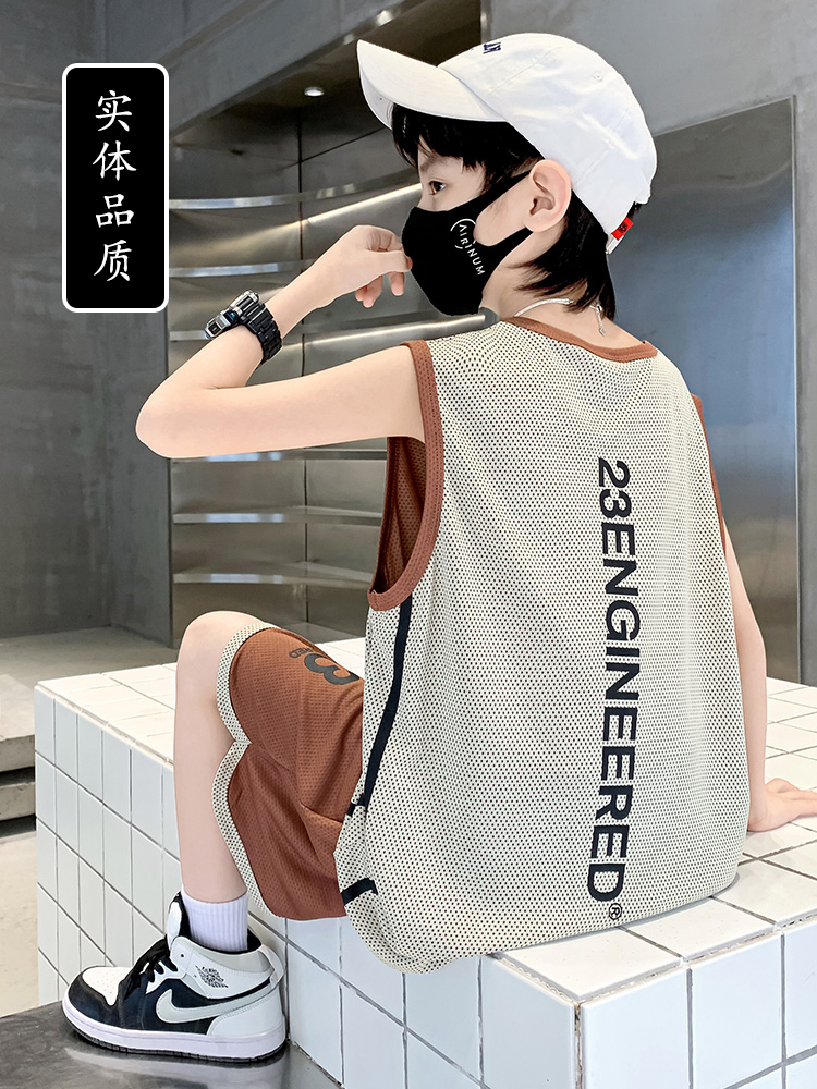 男童夏季背心短裤套装运动篮球服