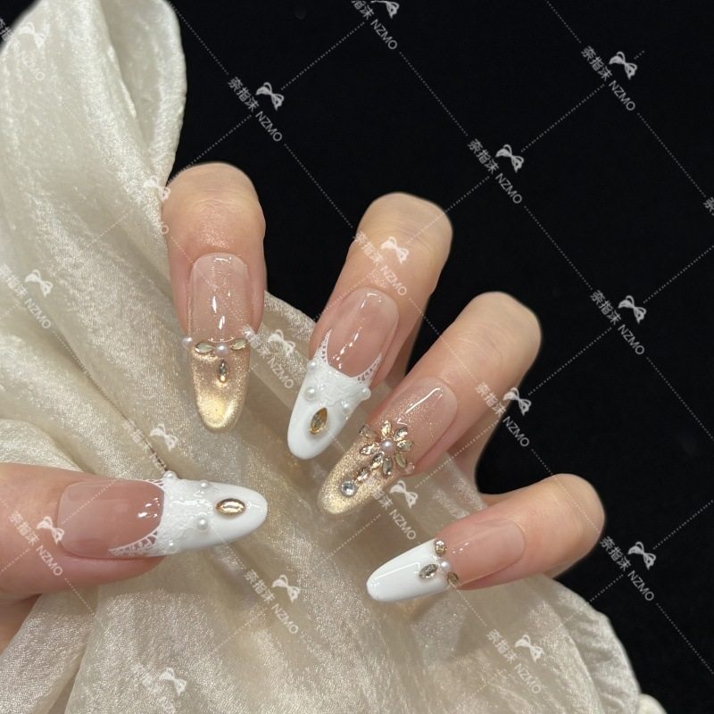 【L28】法式轻奢风设计气质显白长款手工穿戴甲