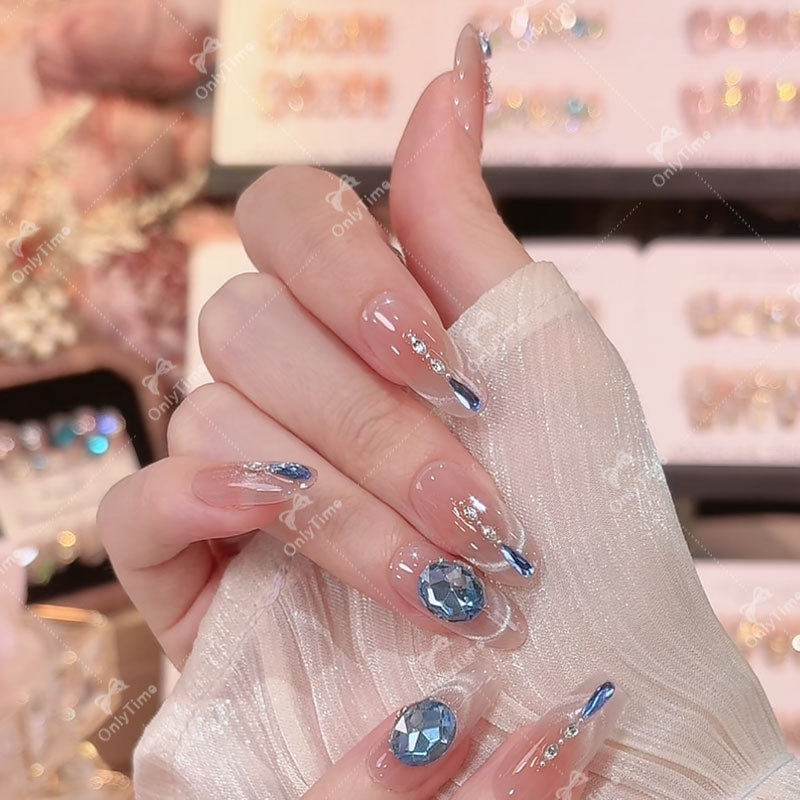 【海洋之心】轻奢戴钻穿戴甲指尖微笑猫眼穿戴甲高级百搭显白甲片