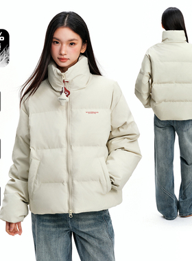 WAITINGWAVE易打理防泼水90白鸭绒面包羽绒服加厚保暖立领短外套