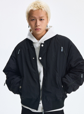 WaitingWave美式复古飞行夹克男女同款秋冬新款夹棉宽松上衣外套