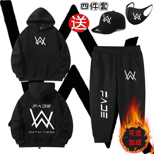 加绒艾伦沃克嘉豪同款 strong 衣服儿童连帽卫衣秋冬中大童纯棉套装