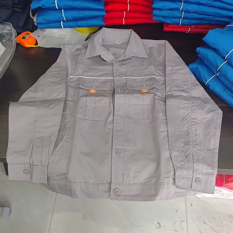 夏季纯棉薄款长袖工作服套装男耐磨舒适劳保服工厂车间工装制服