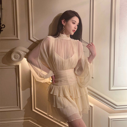 nicky 温柔仙女长袖连衣裙女2026新款春秋假两件法式气质名媛新款