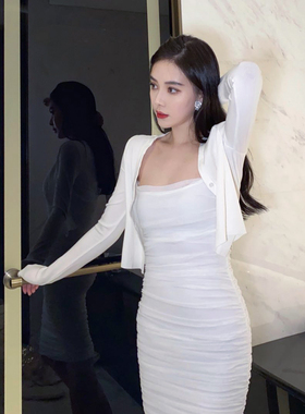 nicky温柔少女 网红短款白色开衫外套女薄款针织小款夏季防晒外穿