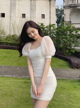 『限时2折起』甜美白色连衣裙女短裙夏季2026新款收腰高端小清新