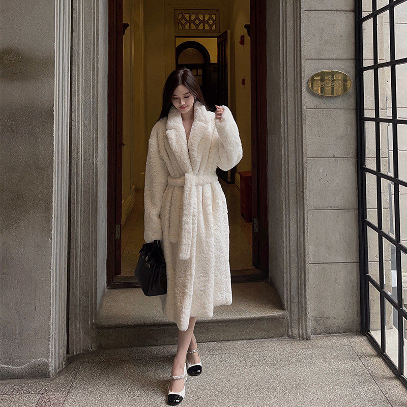 『限时2折起』春秋薄款大衣外套女2024年新款环保皮草中长款高端