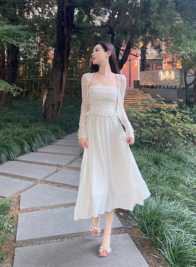 『限时2折起』法式白色木耳花边早秋连衣裙新款纯欲感2026新款女