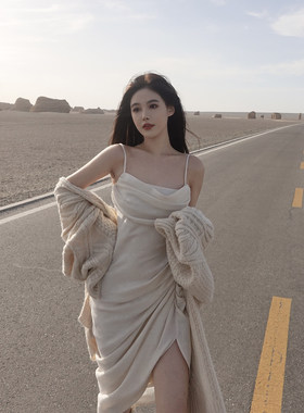 『限时2折起』白色高级感吊带裙女2026春秋性感连衣裙纯欲内搭