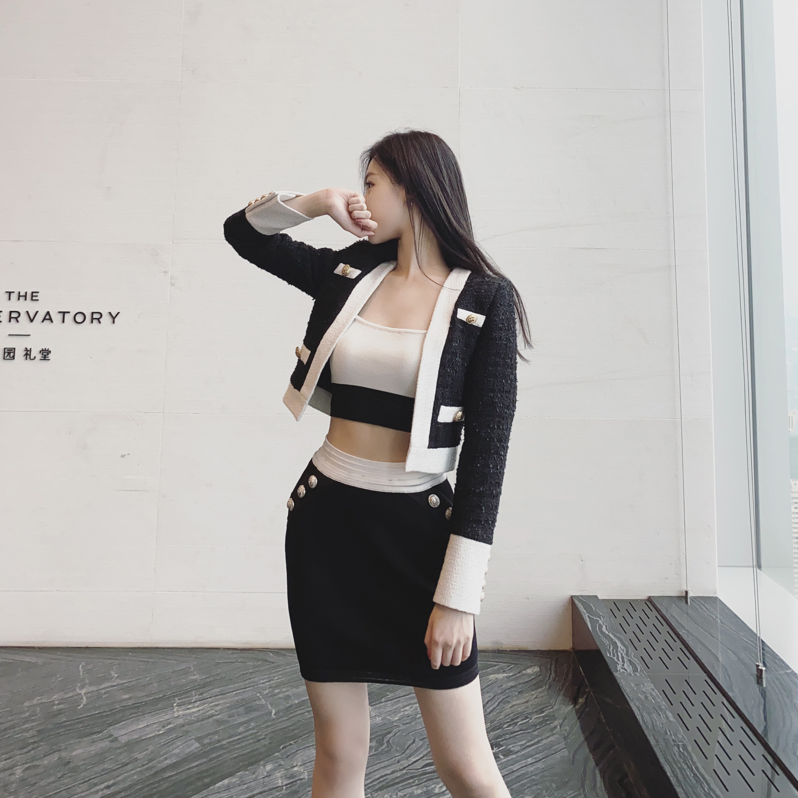nicky女总裁私服 黑色小香风外套2021年春秋新款女ins
