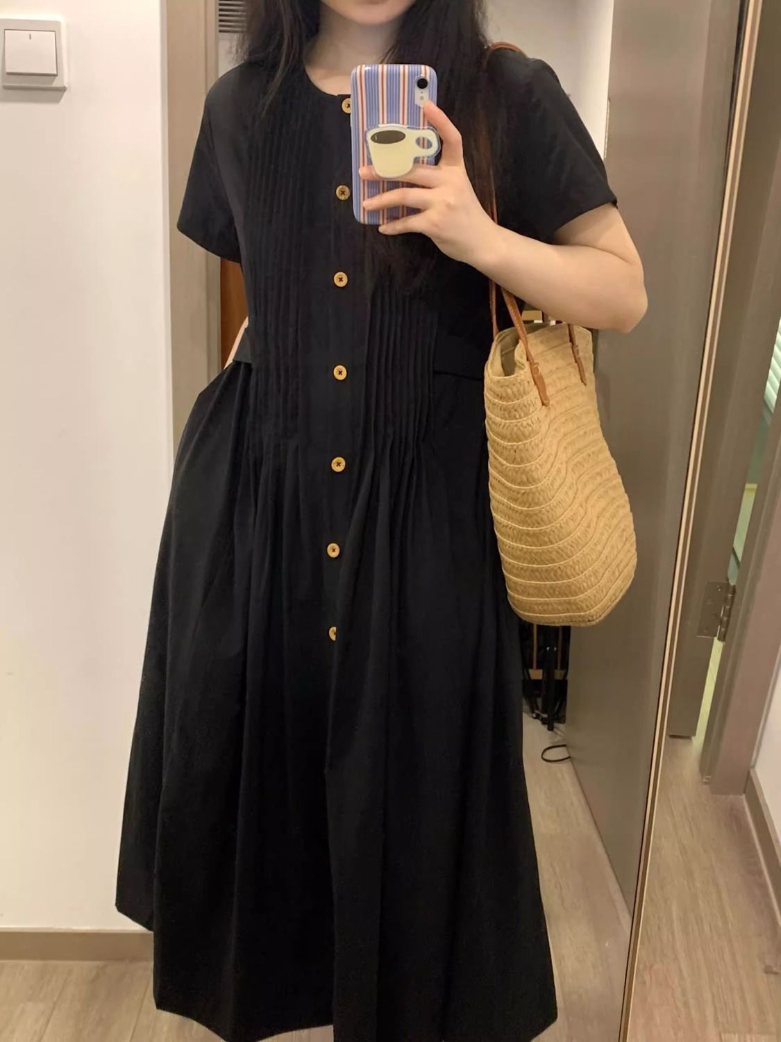 胖mm法式短袖衬衫连衣裙女大码