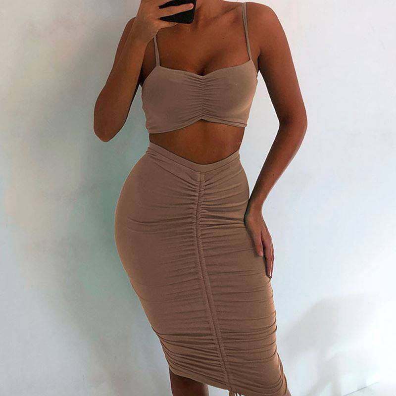 2019 strap pleated wrap chest two-piece high waist skirt|ruв категории Женская одежда, костюм/студенты школьную форму/обмундирования, модный костюм - от Buy2taobao.com для оказания профессиональной услуги покупки агента Taobao