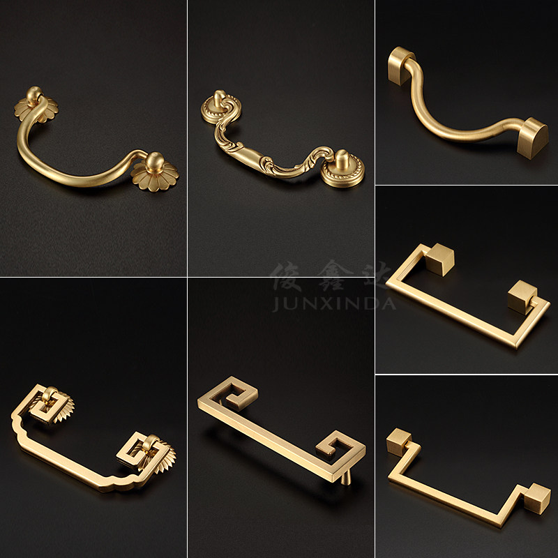 铜拉手新中式实心黄铜中欧式抽屉衣鞋柜门酒柜门大小拉手简约把手