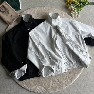 白条纹双面穿知识分子哈灵顿夹克外套老钱风穿搭通勤简约百搭男女